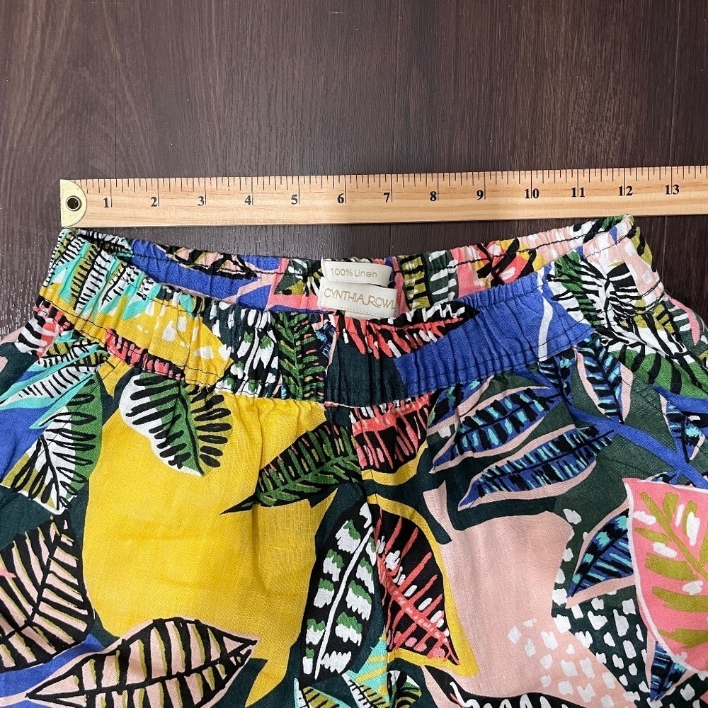 100% Linen Cynthia Rowley Tropical/Floral Summer Wide Leg Pants - Size Small - Picture 6 of 8